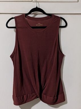 Shyanne Women's Twist Front Sleeveless Tank - Burgundy